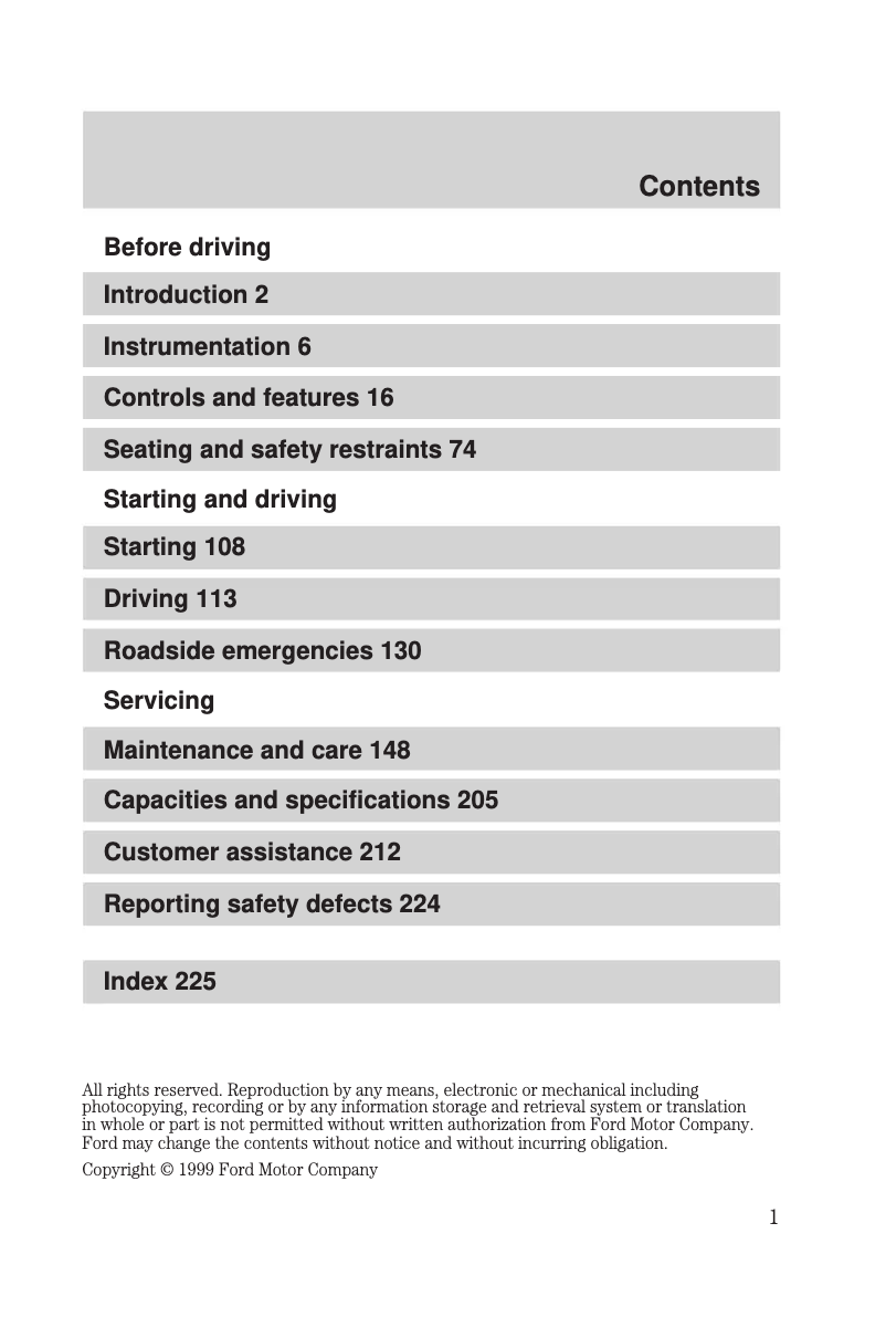 Page n°1 - Mode d'emploi Ford Taurus (2000)