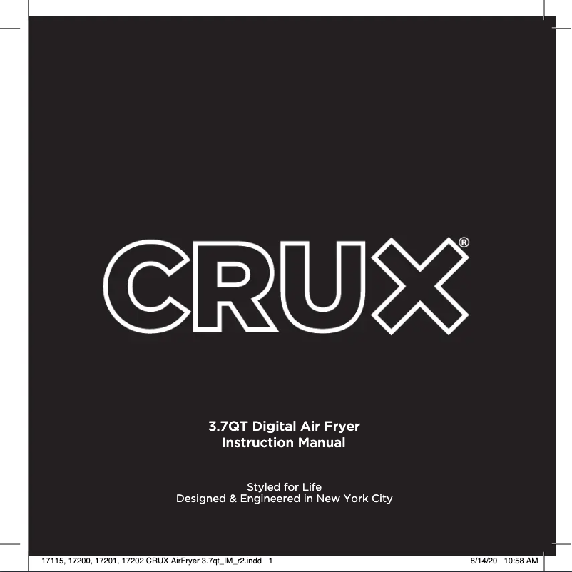 Page n°1 - Manuel utilisateur CRUX 3.7QT Digital Air Fryer