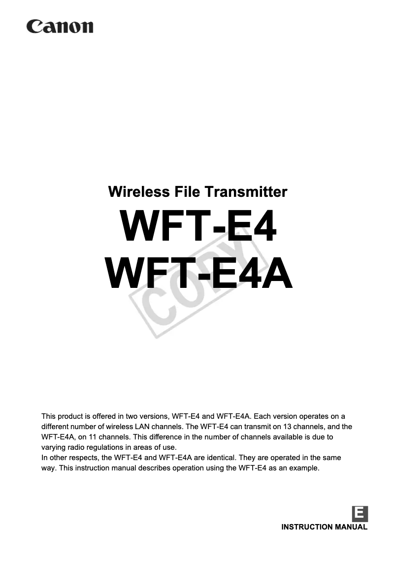 Image de la première page du manuel de l'appareil WFT-E4