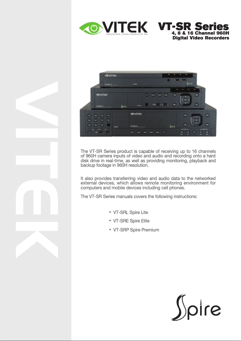 Page n°1 - Manuel utilisateur Vitek Spire VT-SRL904