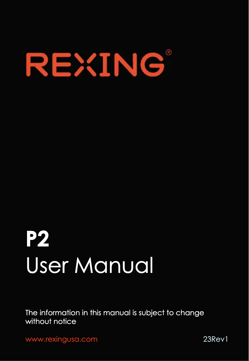 Page 1 de la notice Manuel utilisateur Rexing P2