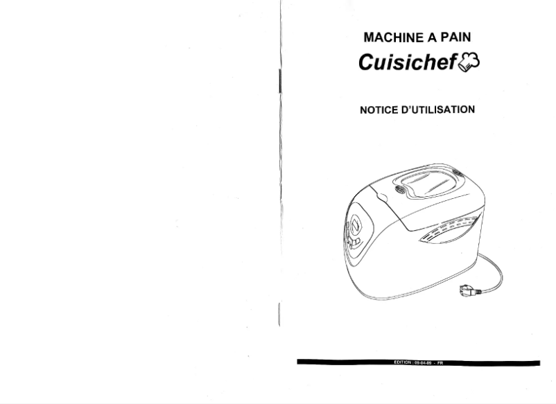 Page 1 de la notice Manuel utilisateur Cuisichef Machine à pain