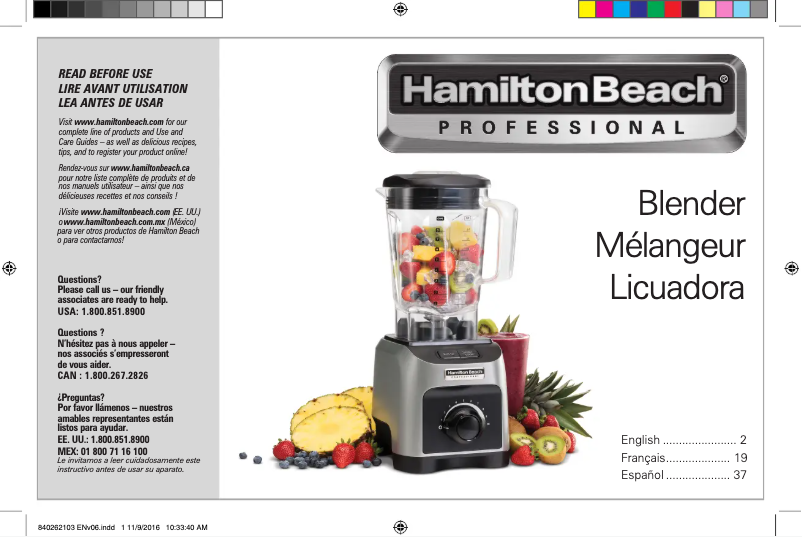 Page 1 de la notice Manuel utilisateur Hamilton Beach 58800