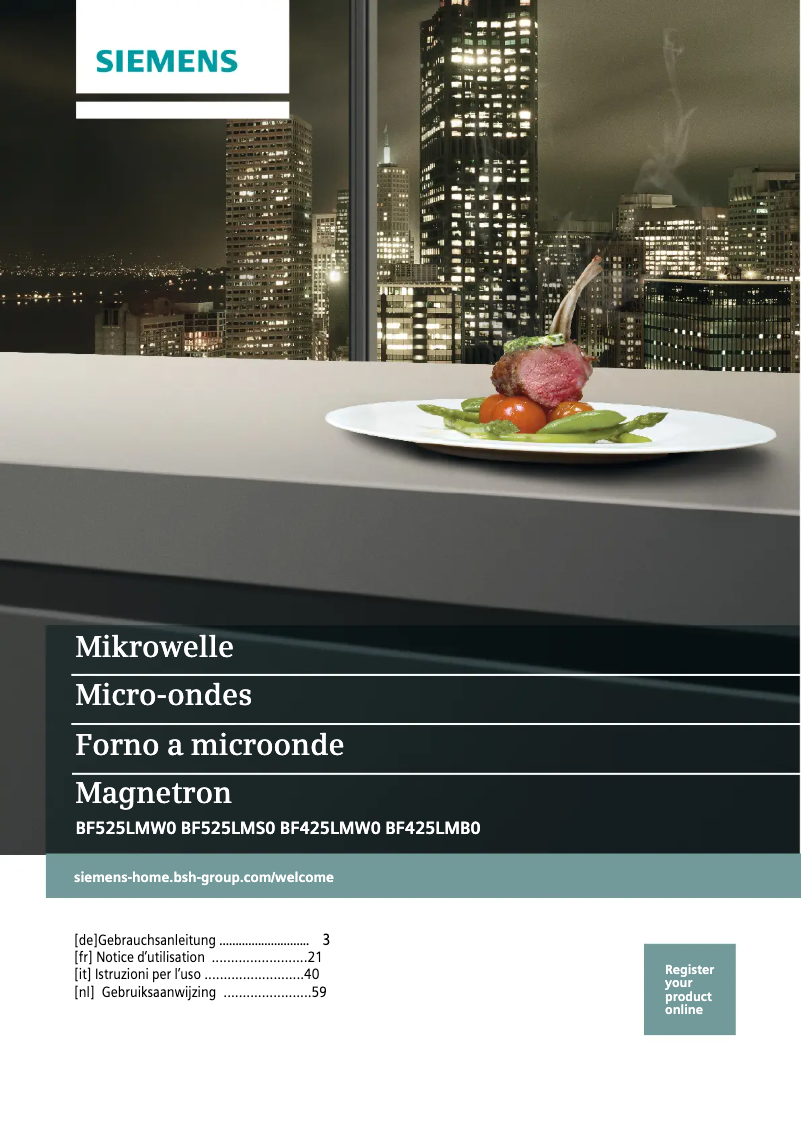 Page n°1 - Manuel utilisateur Siemens BF525LMS0