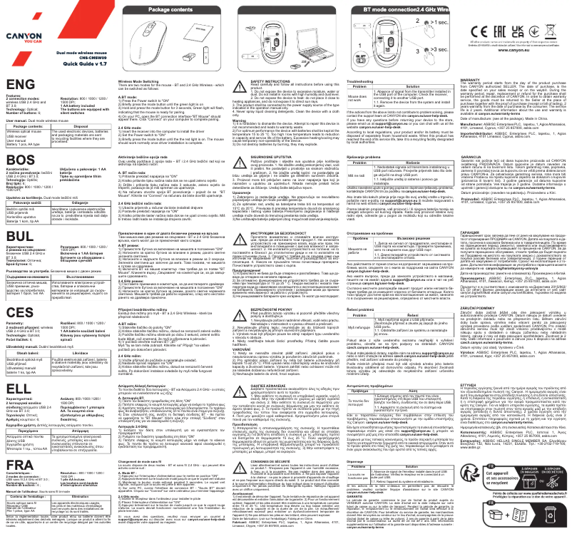 Page n°1 - Manuel utilisateur Canyon CNS-CMSW09
