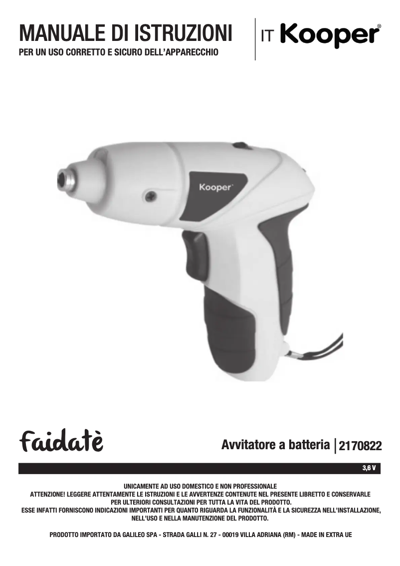 Page 1 de la notice Manuel utilisateur Kooper 2170822