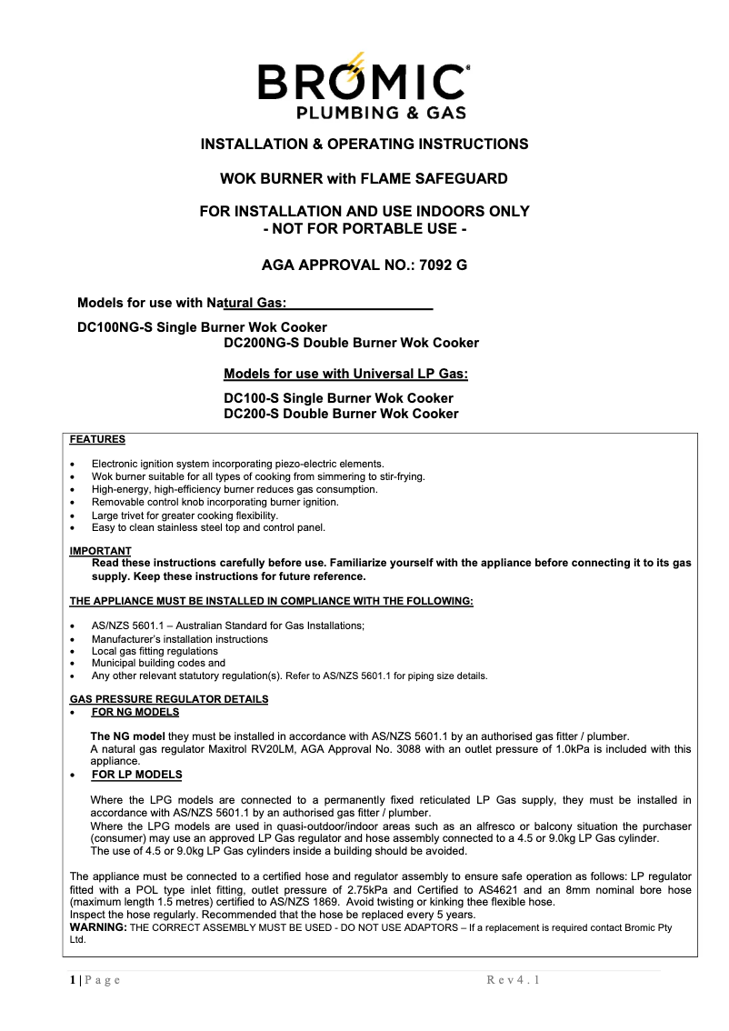 Page 1 de la notice Manuel utilisateur Bromic DC100-S