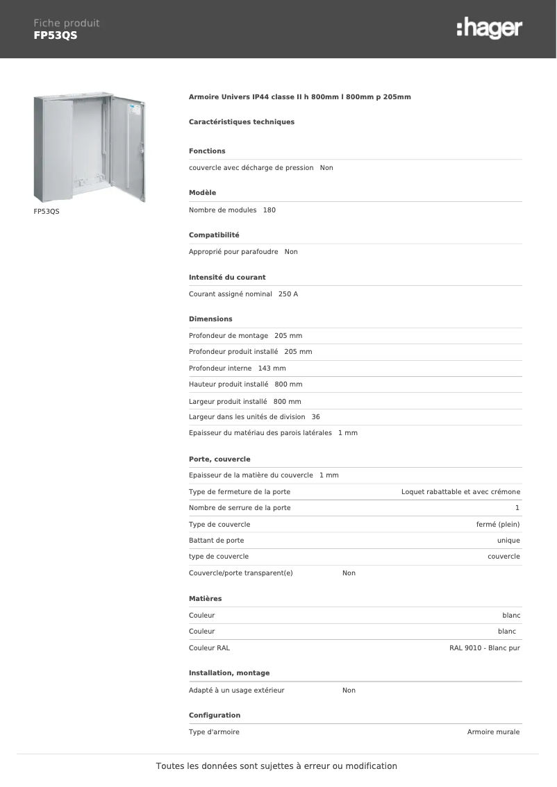 Image de la première page du manuel de l'appareil FP53QS