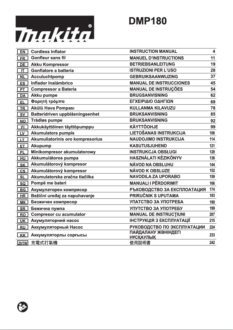 Page n°1 - Manuel utilisateur Makita DMP180