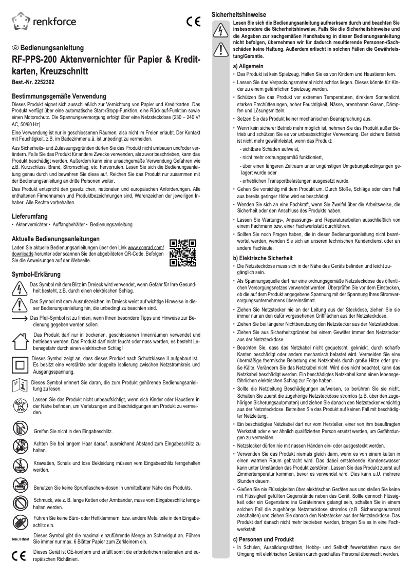 Page n°1 - Manuel utilisateur Renkforce RF-PPS-200