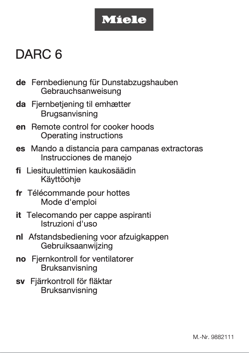 Page n°1 - Manuel d'utilisation et d'entretien Miele DARC 6