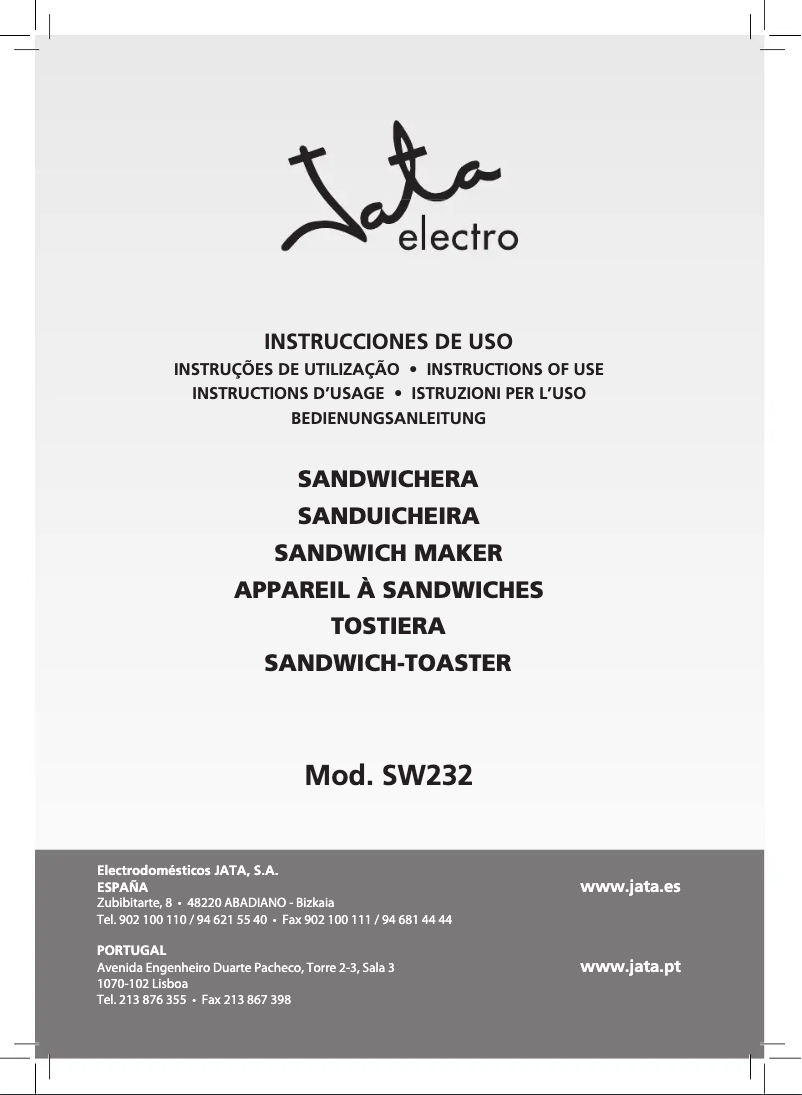 Image de la première page du manuel de l'appareil SW232