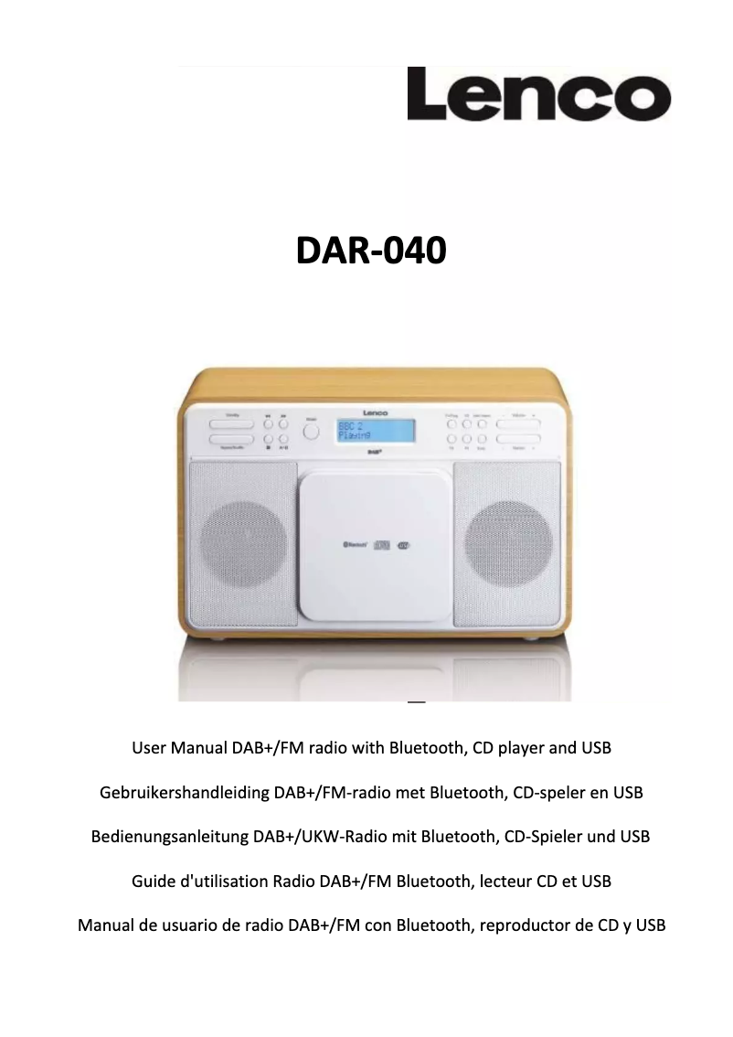 Page 1 de la notice Manuel utilisateur Lenco DAR-040