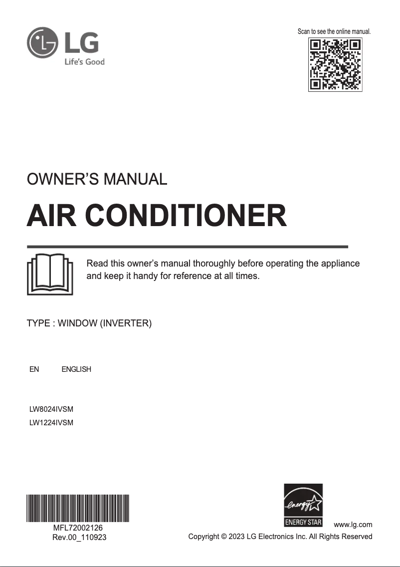 Page 1 de la notice Manuel utilisateur LG LW1224IVSM