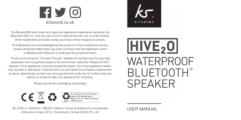 Page 1 de la notice Manuel utilisateur KitSound Hive2o