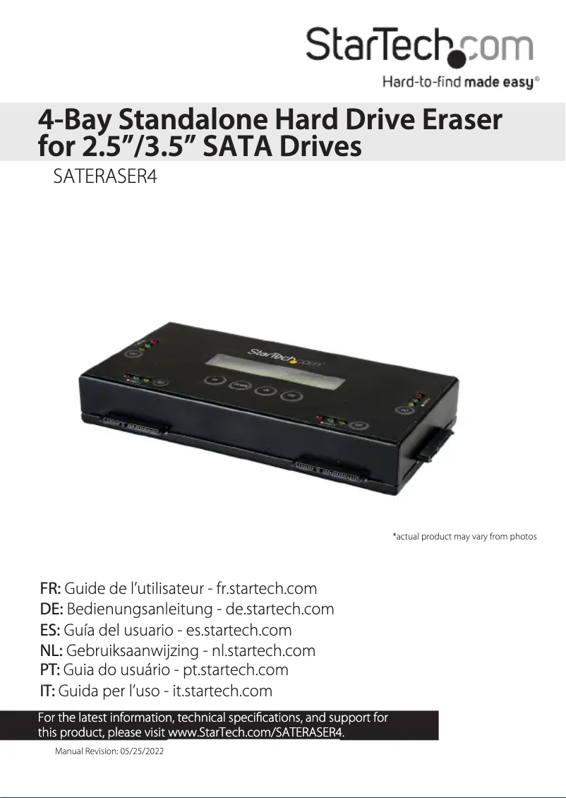 Page n°1 - Manuel utilisateur StarTech.com SATERASER4