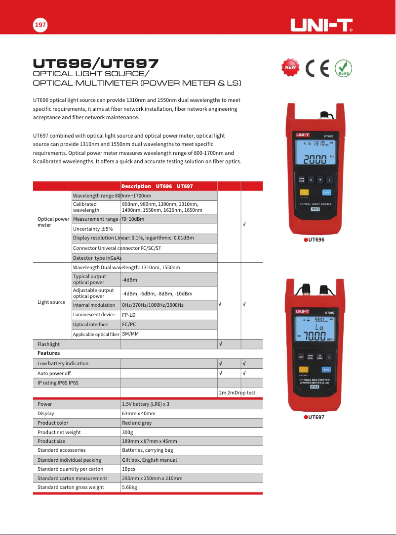 Page n°1 - Fiche technique Uni-T UT697