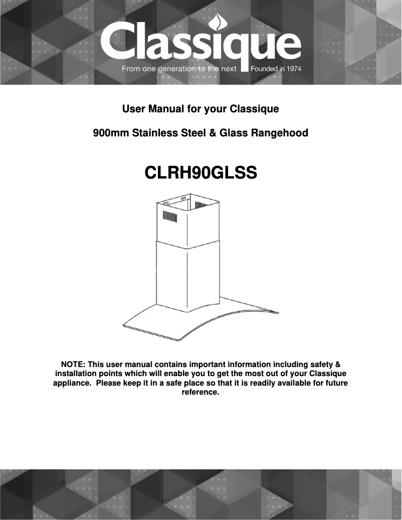 Page 1 de la notice Manuel utilisateur Classique CLRH90GLSS