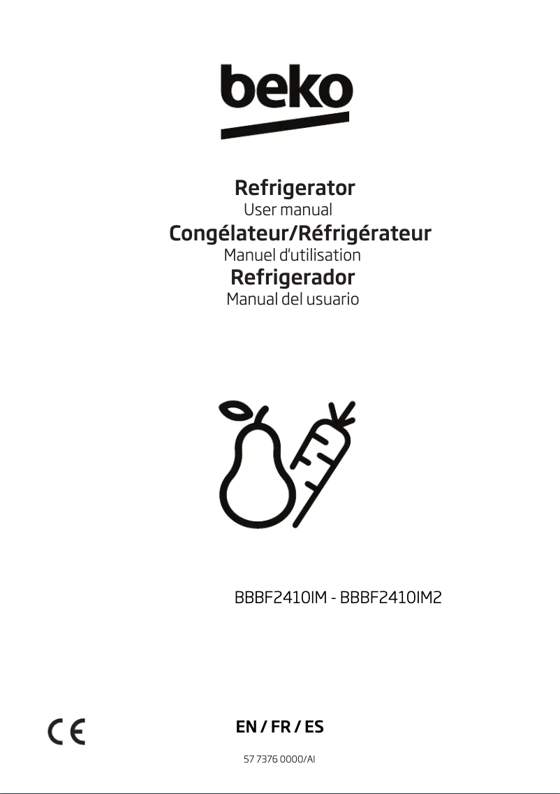 Page 1 de la notice Manuel utilisateur Beko BBBF2410IM2