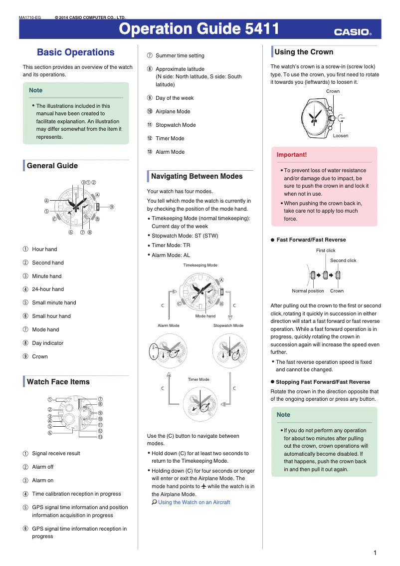 Página 1 del manual Manual de usuario Casio G-Shock MRG-G1000DC-1ADR