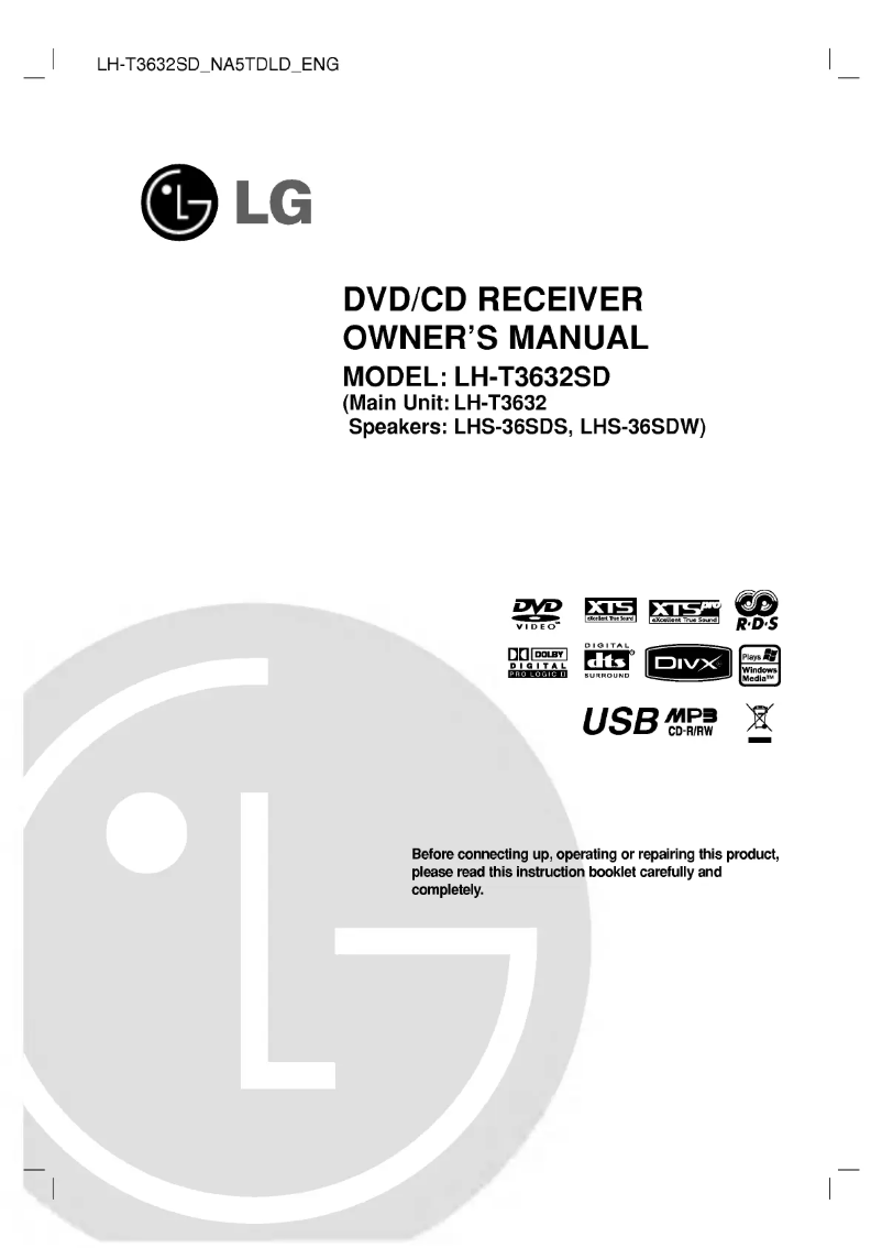 Page 1 de la notice Manuel utilisateur LG LH-T3632SD
