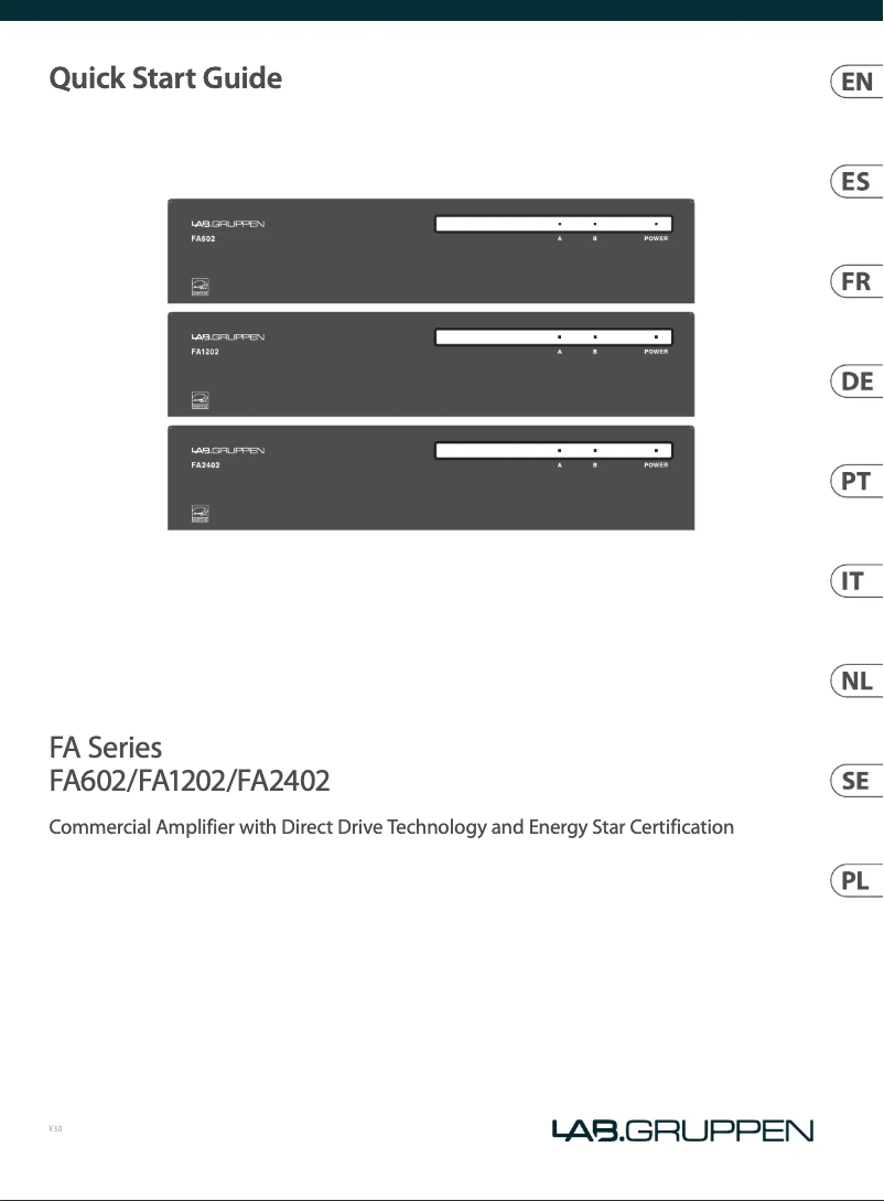 Page 1 de la notice Manuel utilisateur Lab Gruppen FA2402