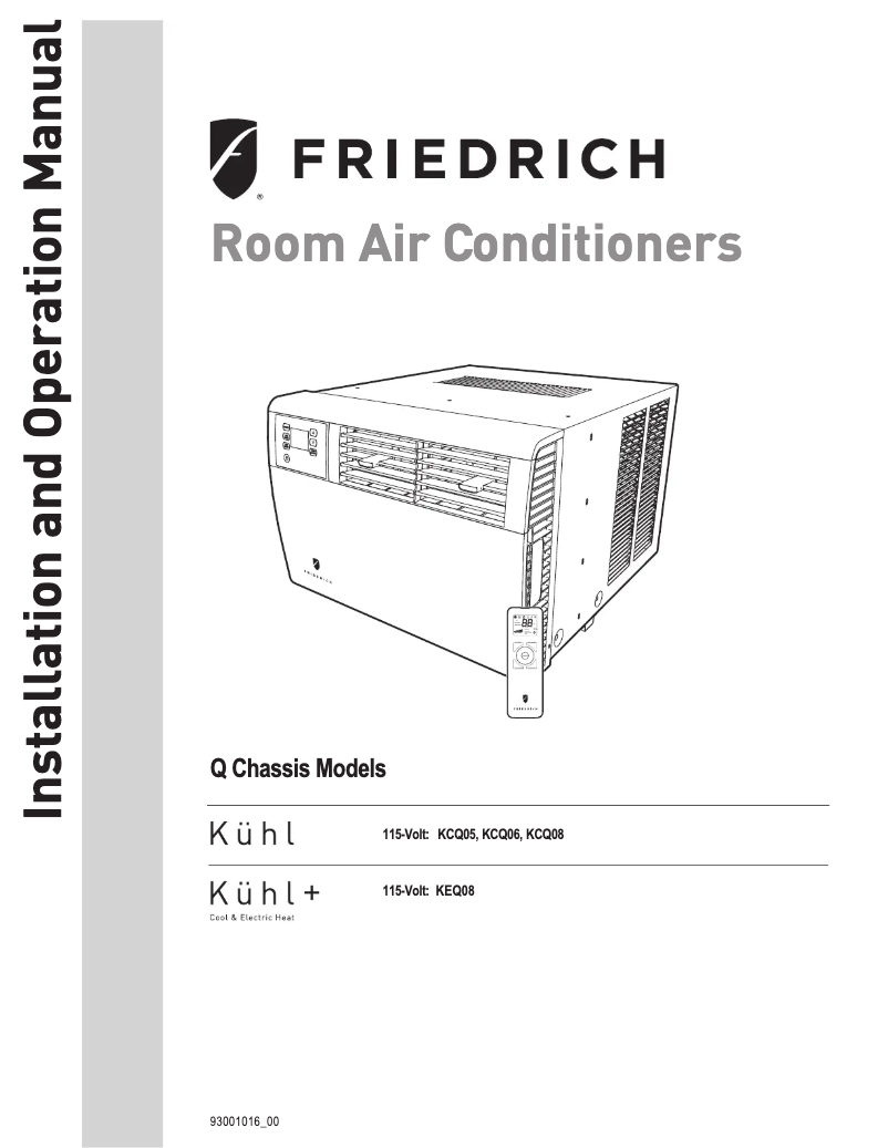 Page n°1 - Guide d'installation Friedrich KCM21A30A