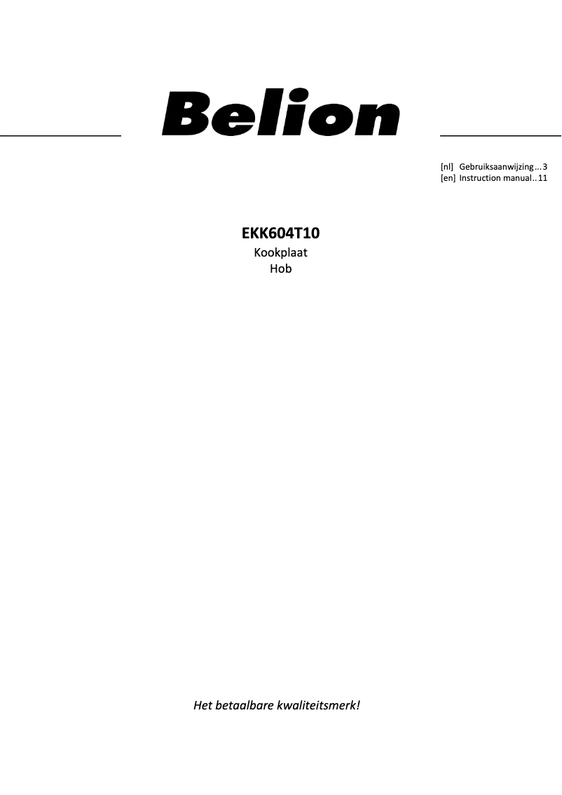 Page 1 de la notice Manuel utilisateur Belion EKK604T10