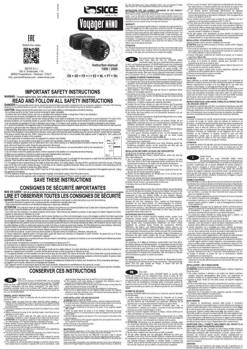 Imagen de la primera página del manual del dispositivo Voyager nano 2000