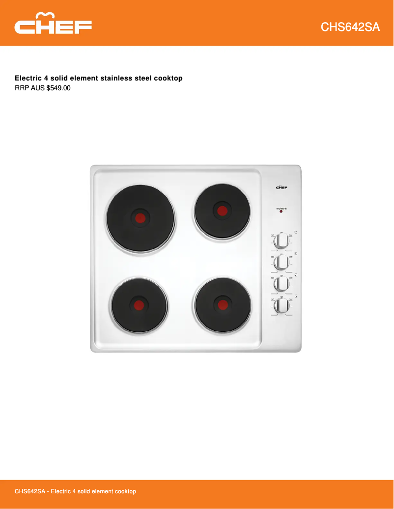 Página 1 del manual Ficha técnica Chef CHS642SA