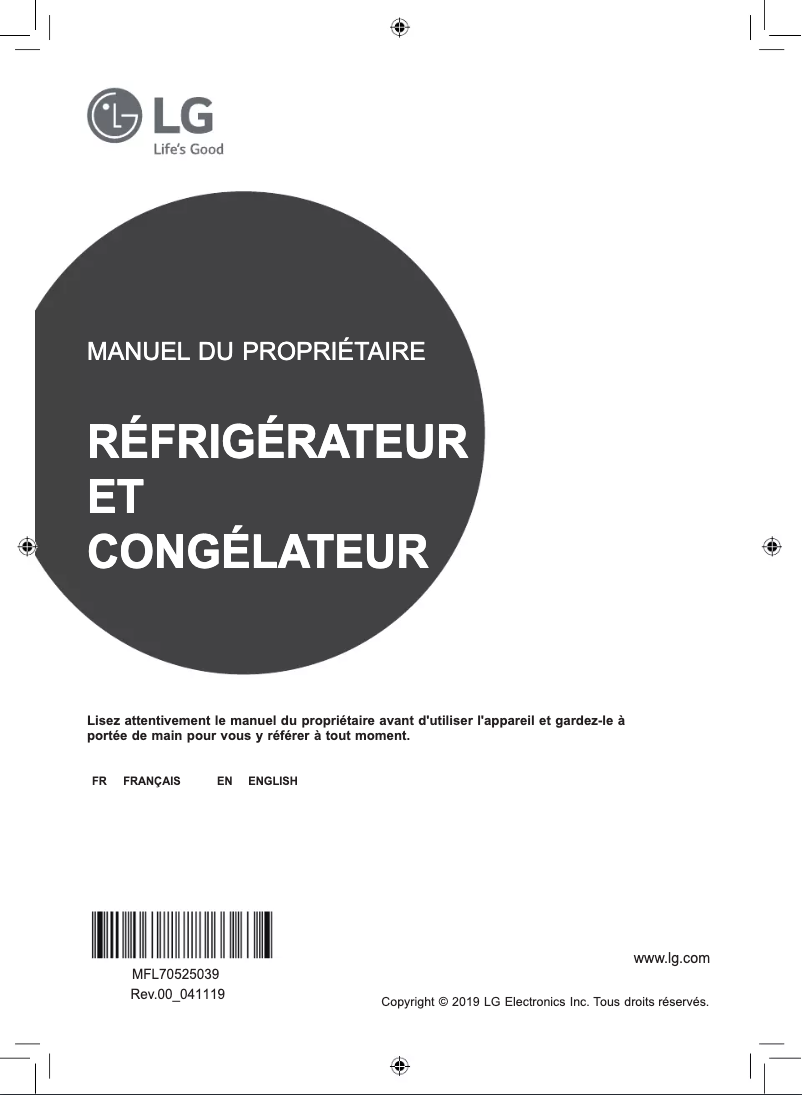 Page 1 de la notice Manuel utilisateur LG GMX844MCKV I