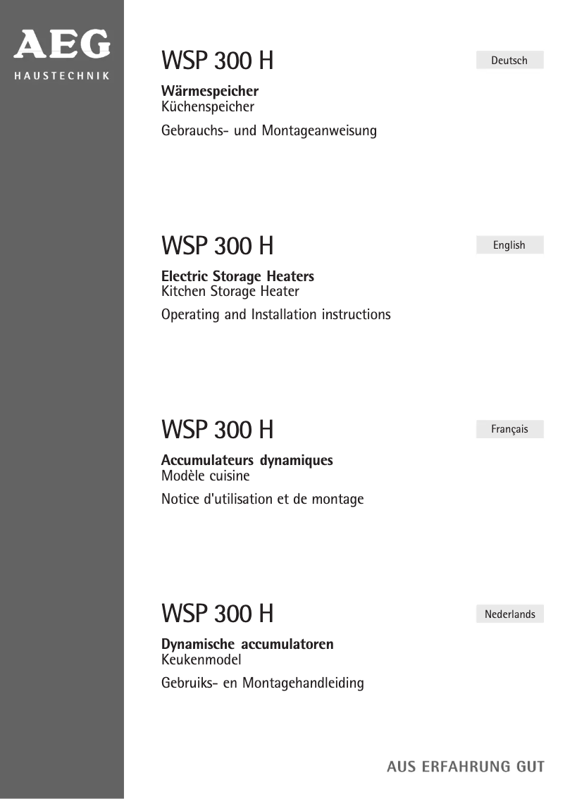 Página 1 del manual Manual de usuario AEG WSP 300 H