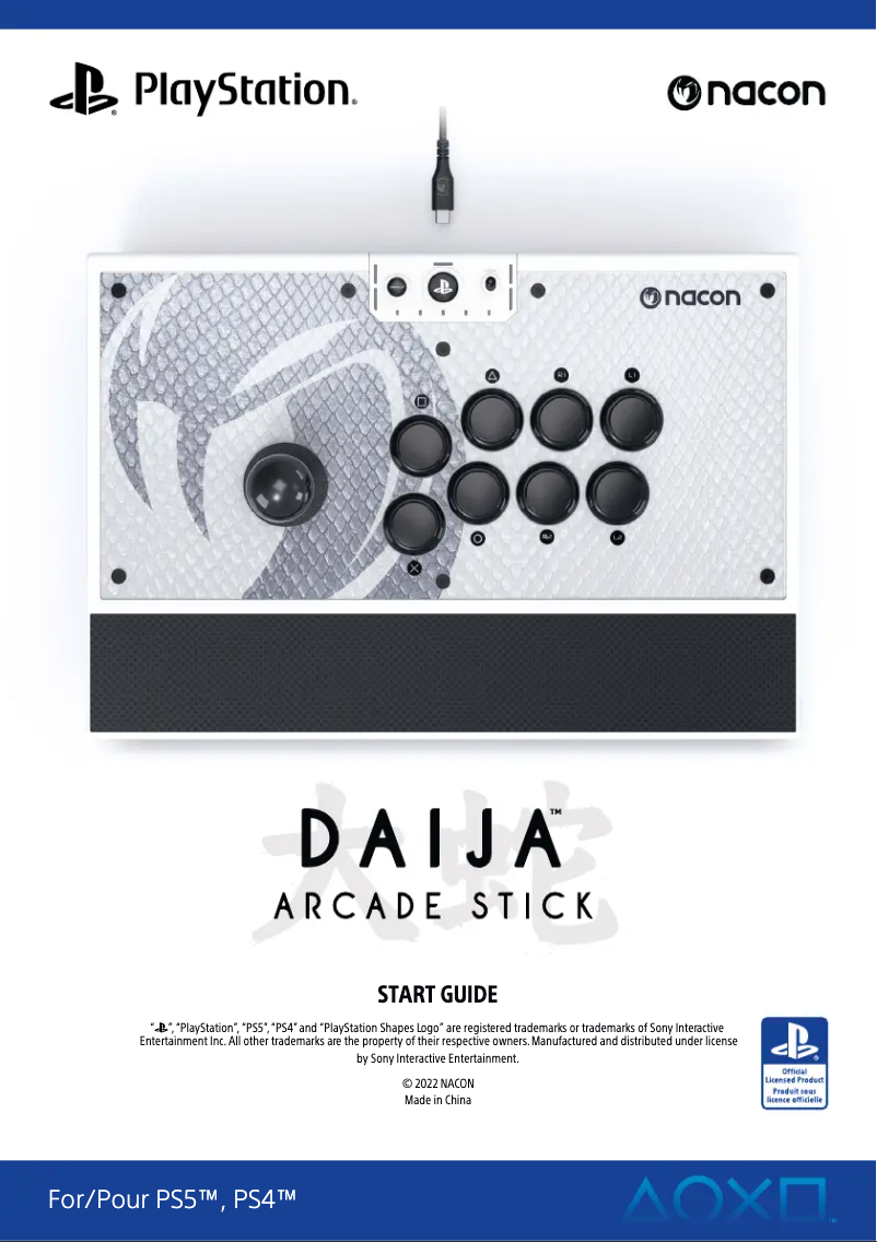 Page 1 de la notice Manuel utilisateur NACON Daija arcade stick