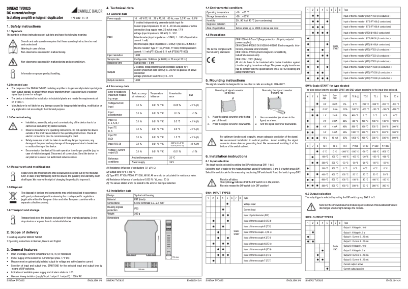 Page n°1 - Manuel utilisateur Gossen Metrawatt SINEAX TVD825