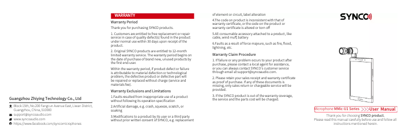 Page n°1 - Manuel utilisateur Synco MMIC-U1L