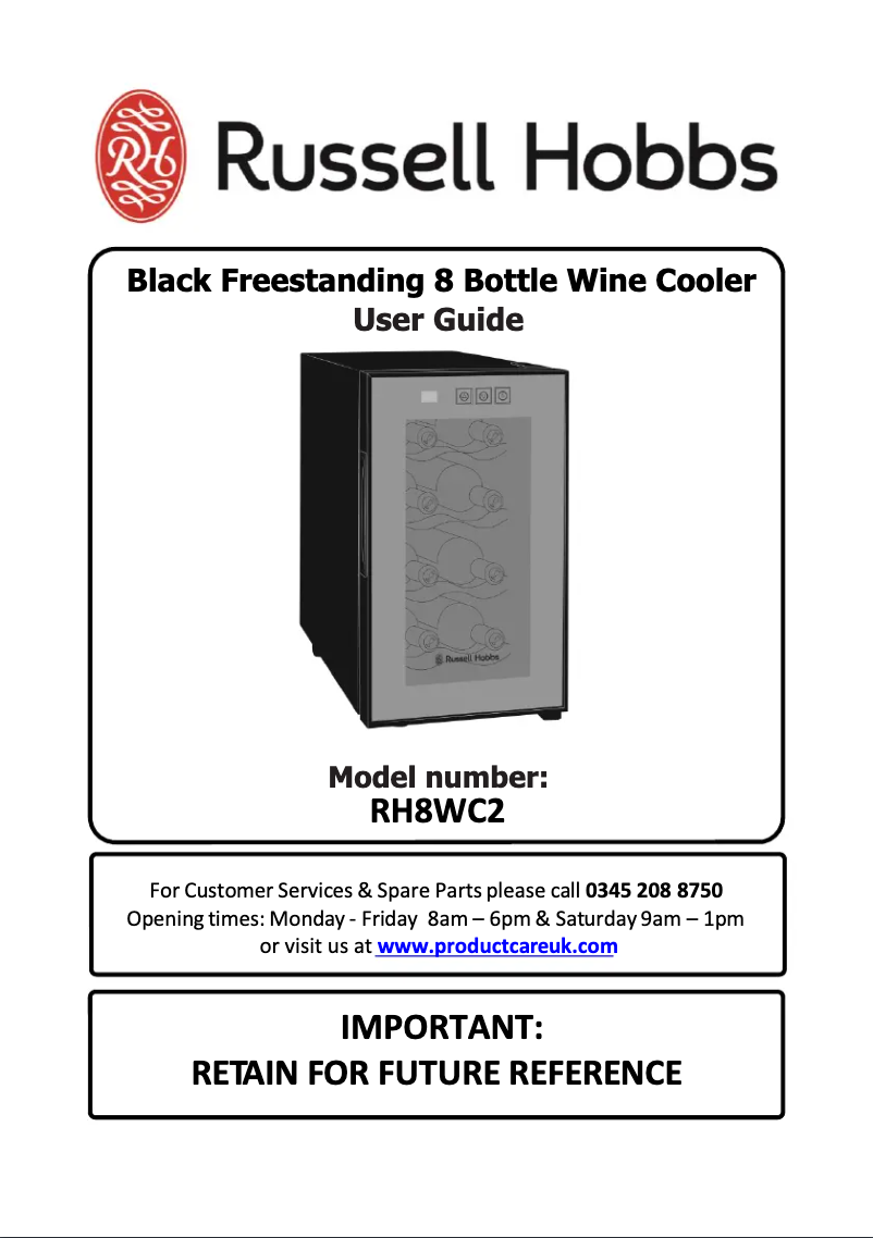 Page 1 de la notice Manuel utilisateur Russell Hobbs RH8WC2