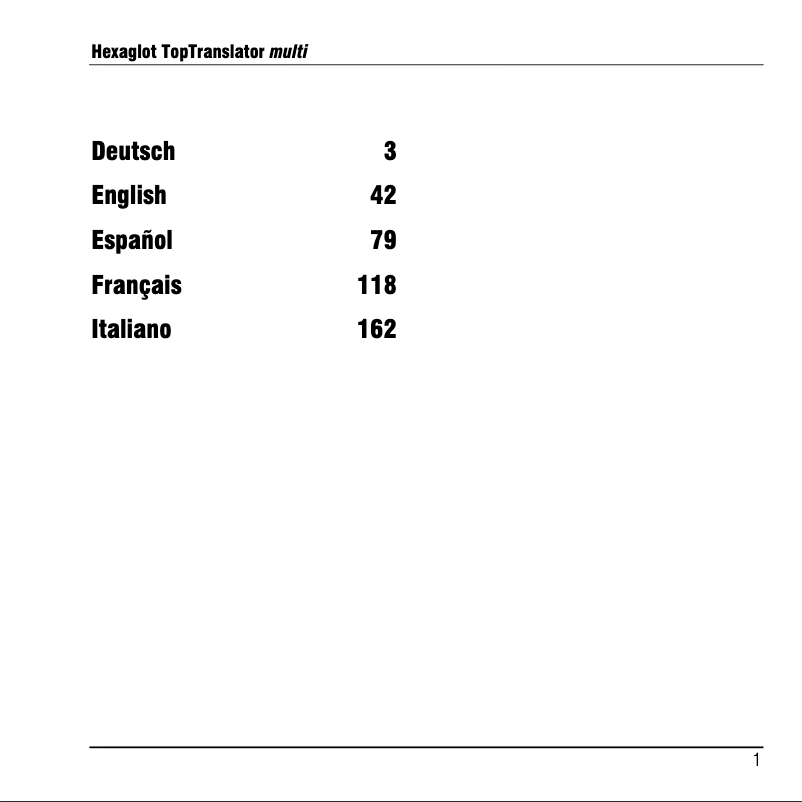 Page 1 de la notice Manuel utilisateur Hexaglot TopTranslator multi