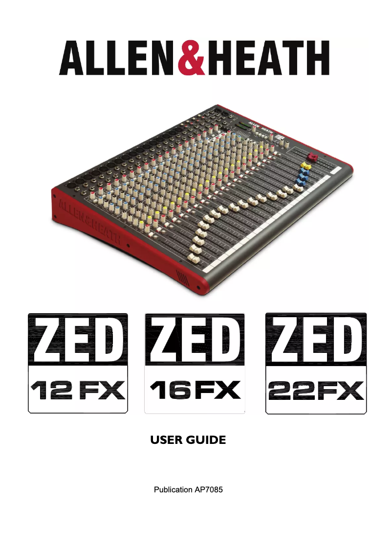 Page n°1 - Manuel utilisateur Allen & Heath ZED-12FX