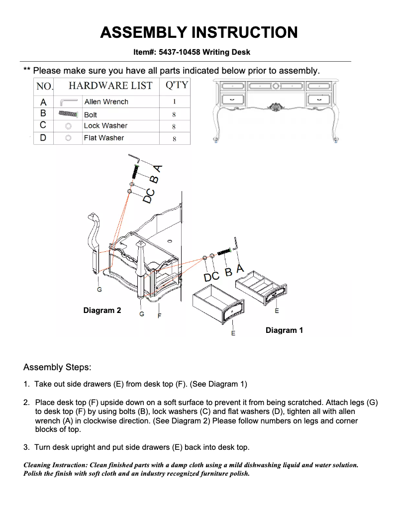 Page n°1 - Manuel utilisateur Hooker 5437-10458
