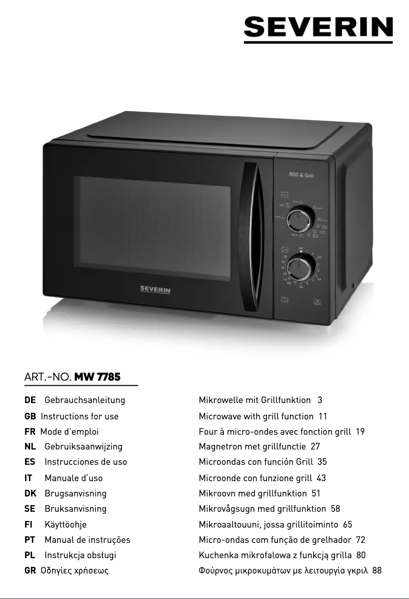 Image de la première page du manuel de l'appareil MW 7785