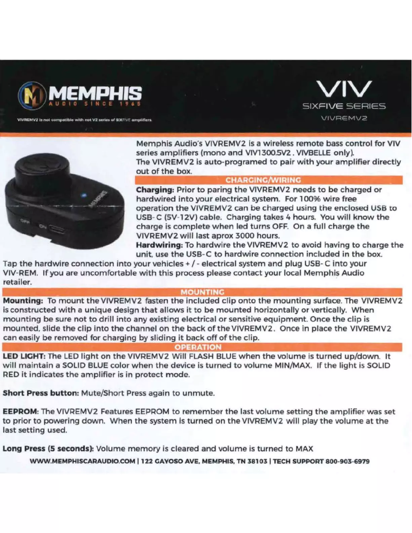 Page n°1 - Manuel utilisateur Memphis Audio VIVREMV2