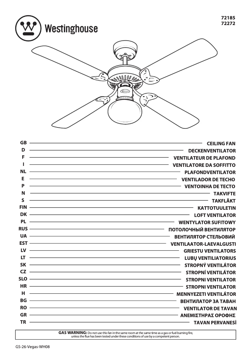 Page 1 de la notice Manuel utilisateur Westinghouse 72185