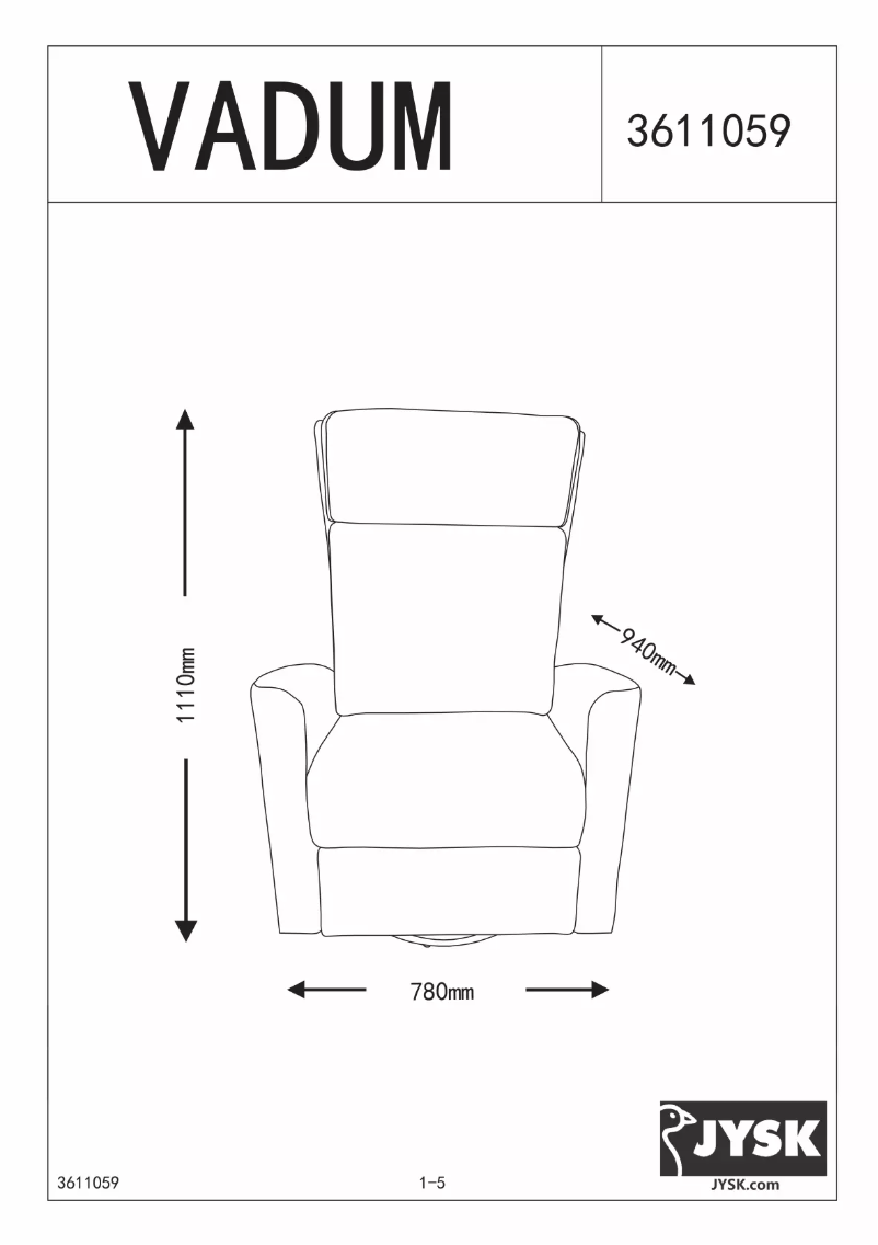 Page 1 de la notice Manuel utilisateur JYSK Vadum
