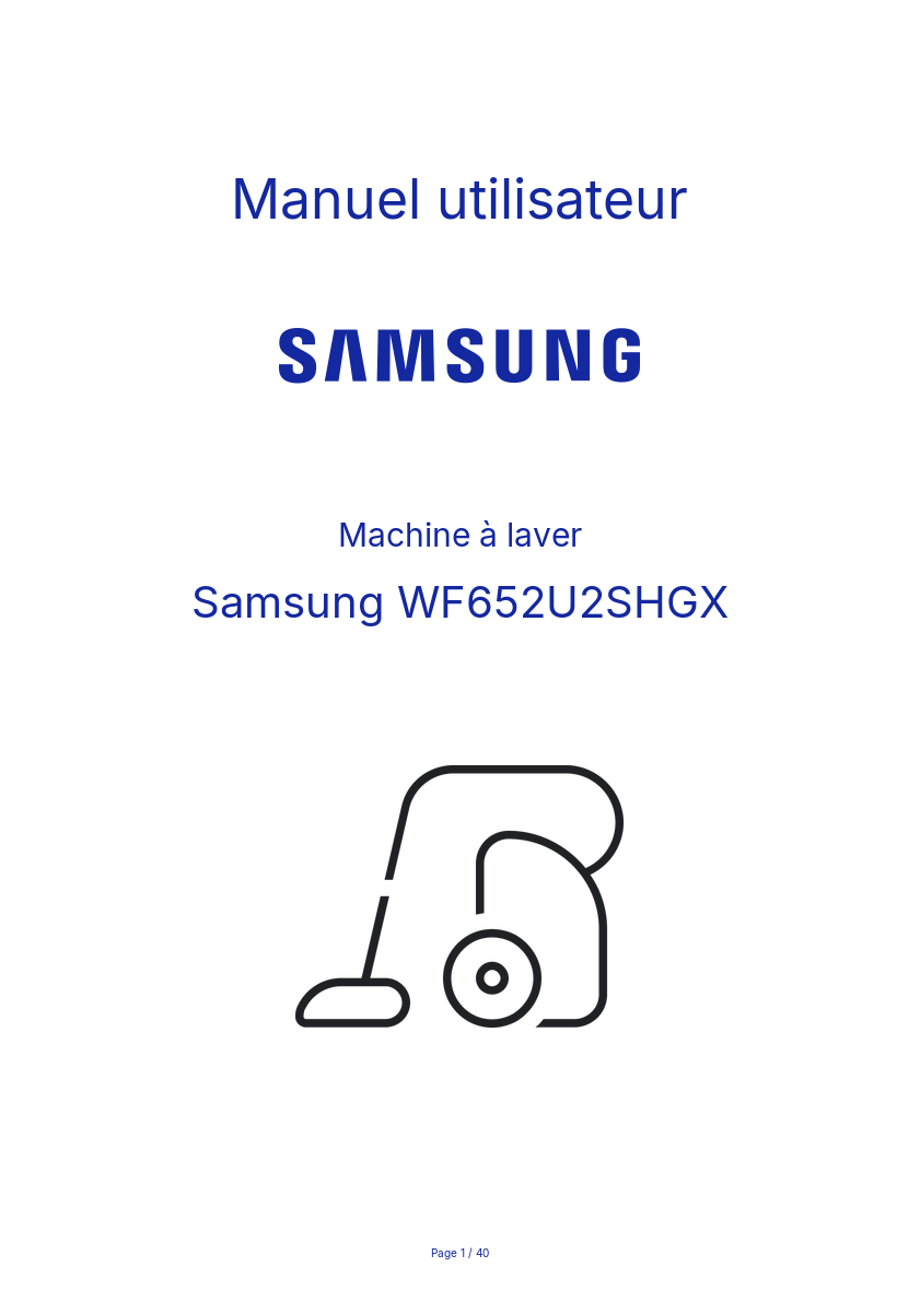Image de la première page du manuel de l'appareil WF652U2SHGX