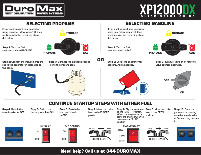 Página 1 del manual Guía de inicio rápido DuroMax XP12000DX