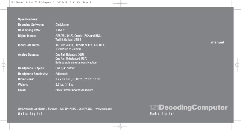 Image de la première page du manuel de l'appareil 121