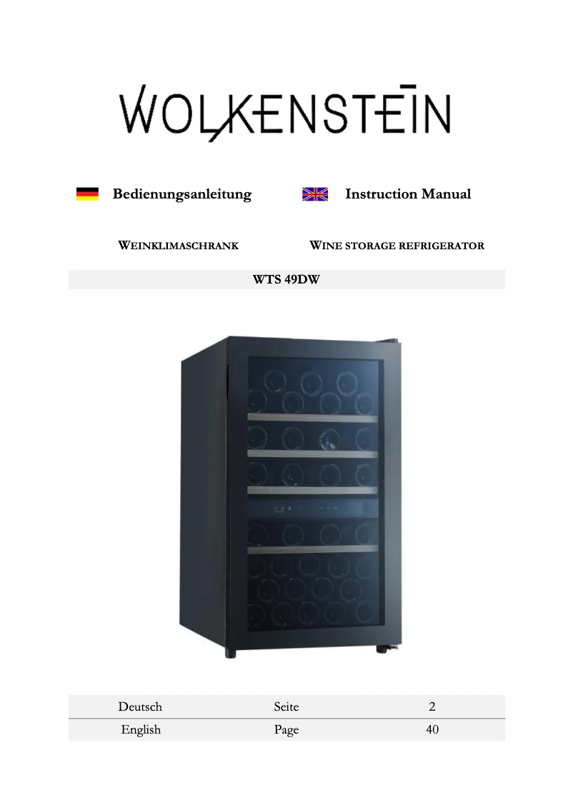 Image de la première page du manuel de l'appareil WTS49DW