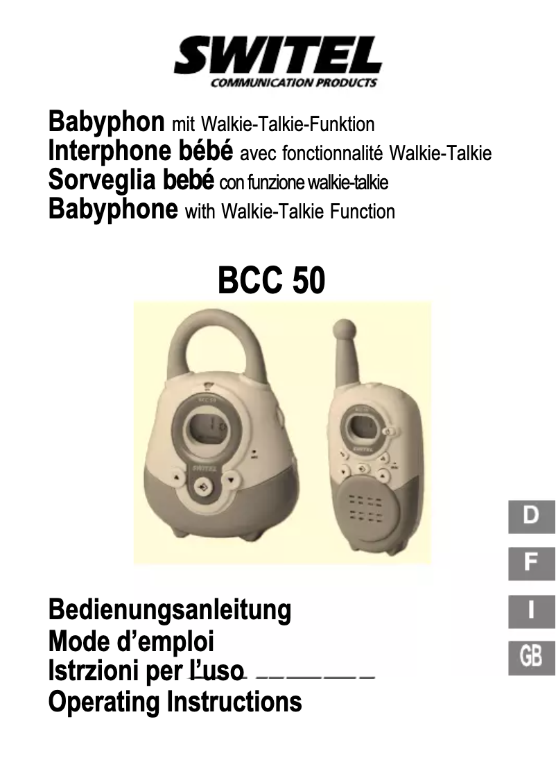 Image de la première page du manuel de l'appareil BCC 50