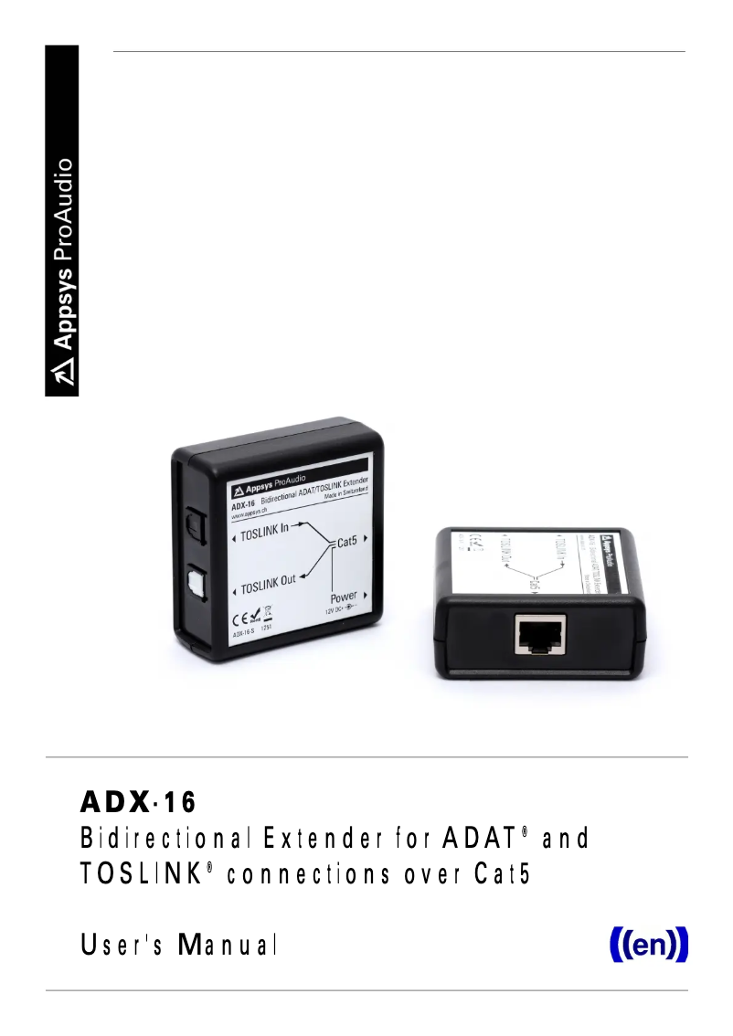 Page n°1 - Manuel utilisateur Appsys ProAudio ADX-16