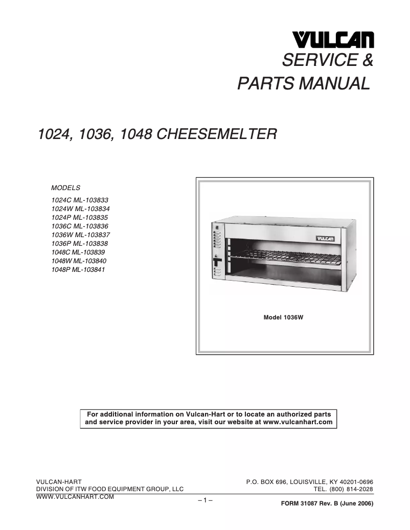 Image de la première page du manuel de l'appareil 1036W